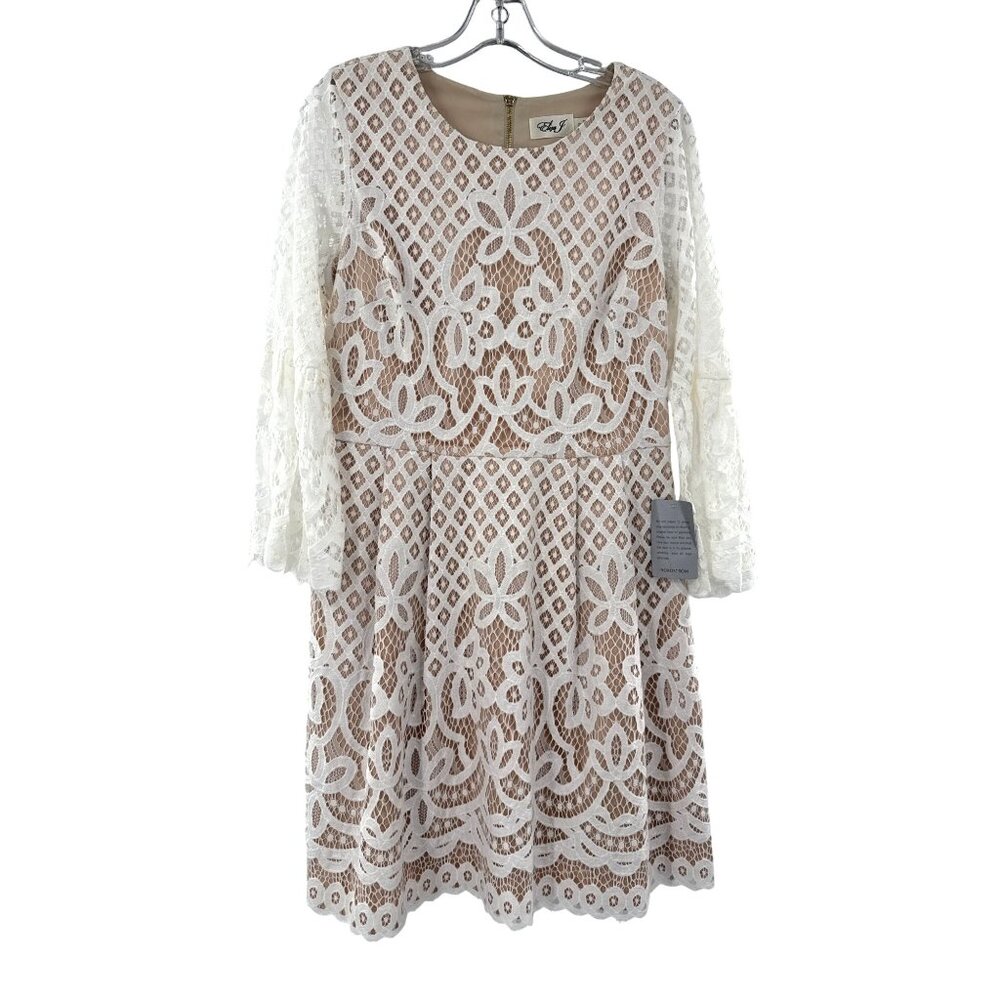 Eliza J Womens Ivory‎ Lace Dress Size 10 Bell Sleeve Tags